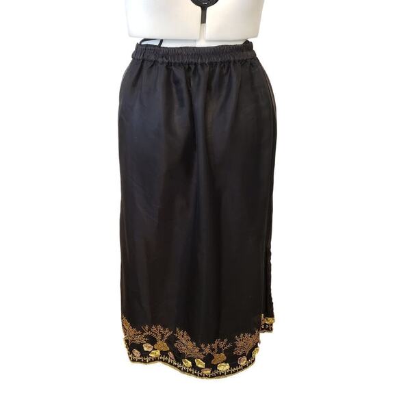 Indian Inspired Black Rayon 2-PC Set Foral Embroidered Jacket & Skirt SZ 20 - Picture 2 of 16